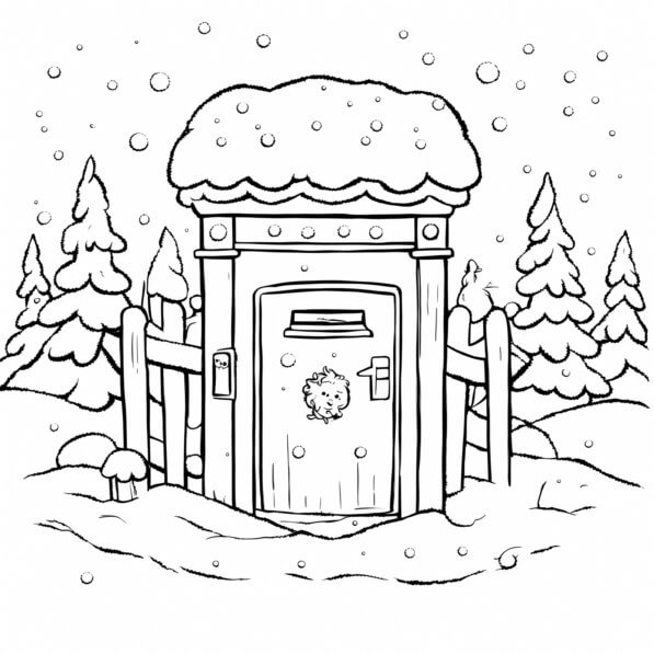 Download Snowy Cabin in Winter Wonderland Coloring pages Online ...