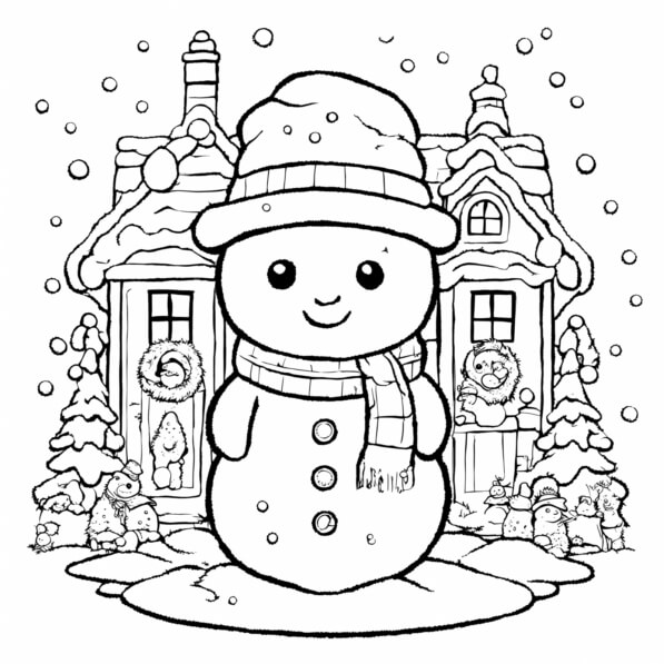 Download Cheerful Snowman in Winter Wonderland Coloring pages Online ...