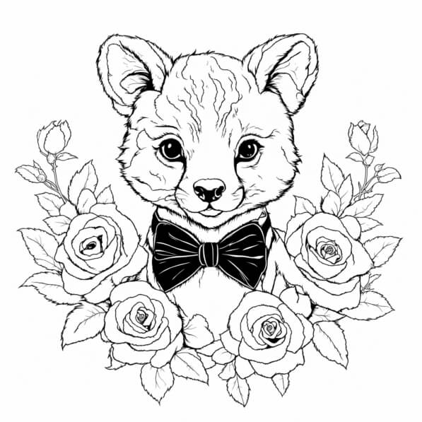 Download Illustrated Animal Surrounded by Roses Coloring pages Online ...
