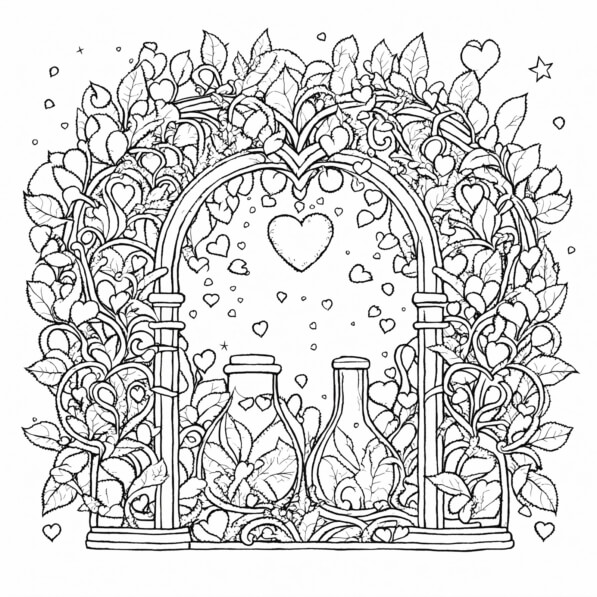 Download Whimsical Heart-Themed Illustration Coloring pages Online ...