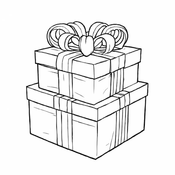 Download Stacked Gift Boxes with Ribbons Coloring pages Online ...