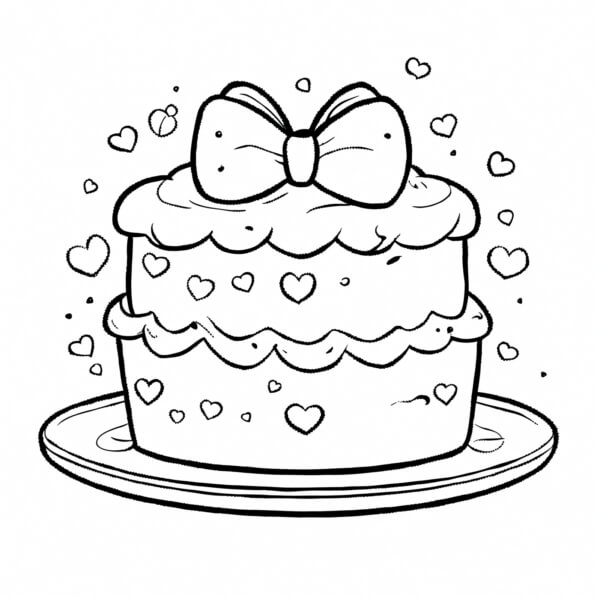 Télécharger Gâteau décoratif sur le thème du cœur Pages de coloriage En ...