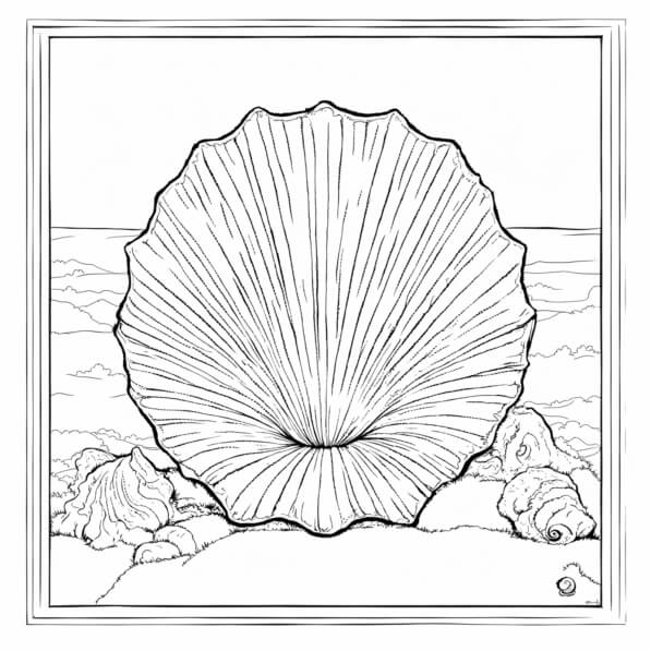 Download Scallop Shell by the Ocean Coloring pages Online - Creative ...