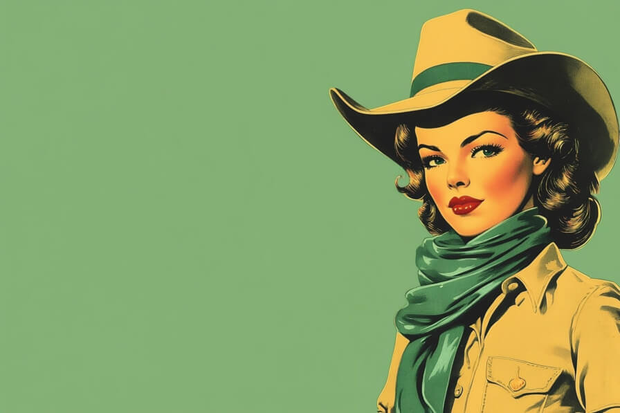 Download Vintage Cowgirl Illustration Backgrounds Online - Creative Fabrica