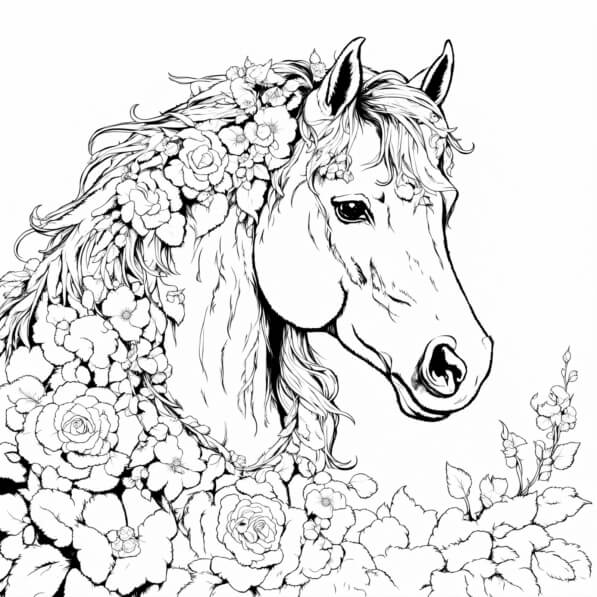 Download Intricate Floral Horse Illustration Coloring pages Online ...