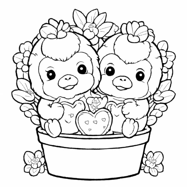 Download Adorable Baby Birds in Flower Pot Coloring pages Online ...