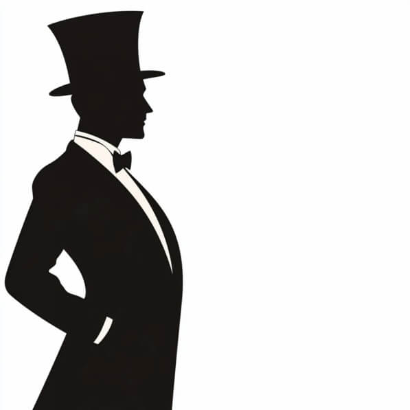 Download Elegant Silhouette of a Man in Tuxedo with Top Hat Backgrounds ...