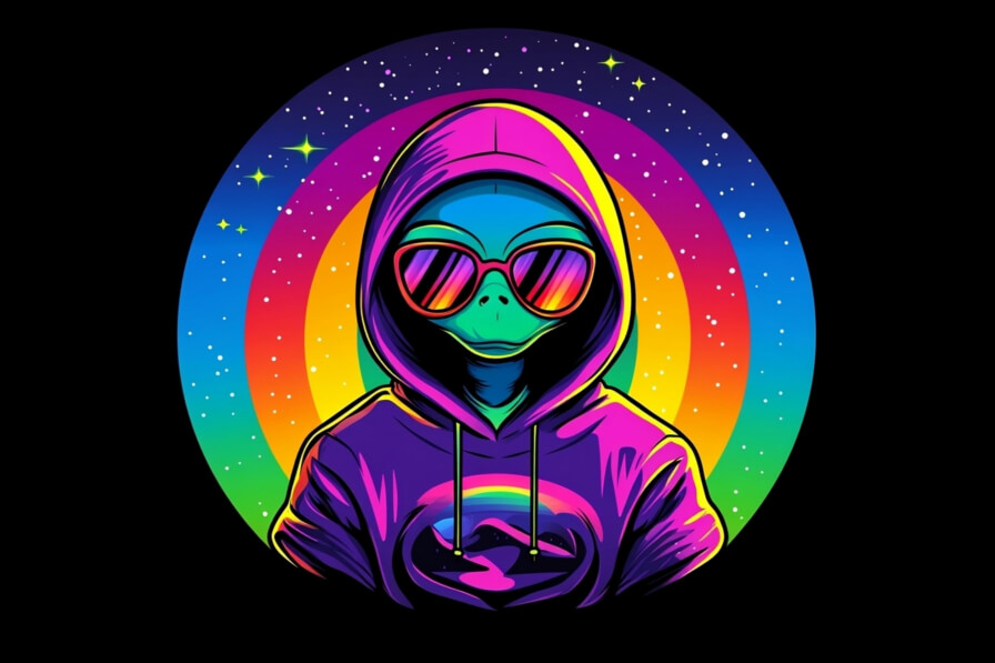 Download Cool Alien with Sunglasses and Rainbow Background Backgrounds ...