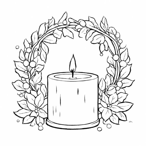 Download Candle Wreath Illustration Coloring pages Online - Creative ...