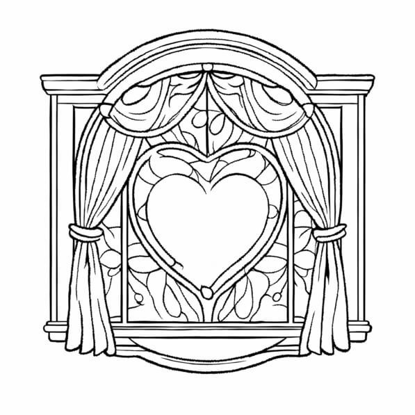 Window Drawing Hearts Download Decorative Window with Heart Design Coloring pages Online ...