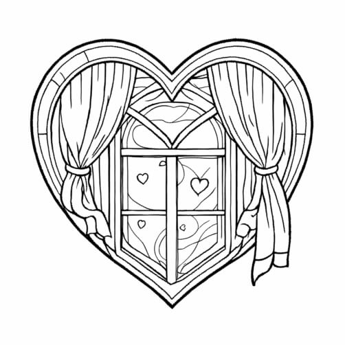 Window Drawing Hearts Download Floral Heart Illustration for Coloring Coloring pages Online ...
