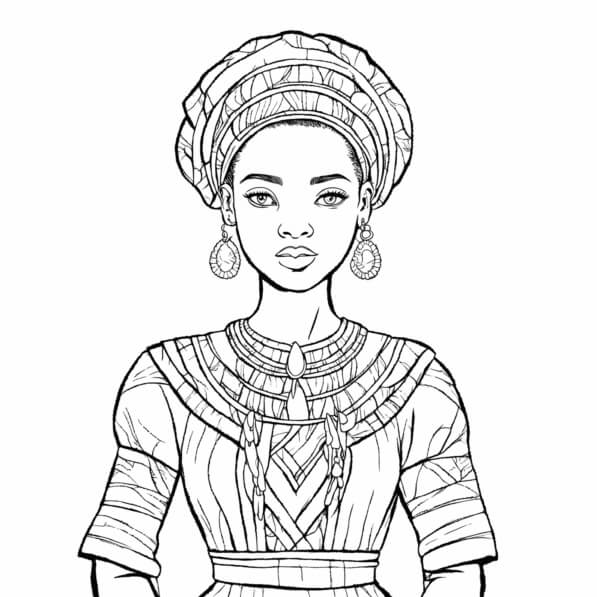Download Elegant Young Woman in Traditional Attire Coloring pages ...