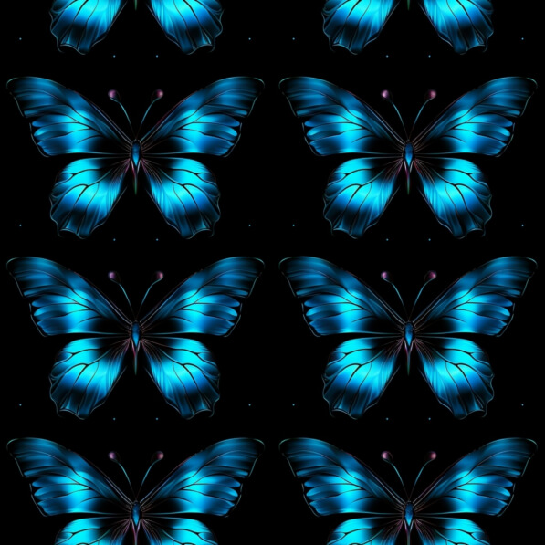 Download Vibrant Blue Butterfly Pattern on Black Background Patterns ...