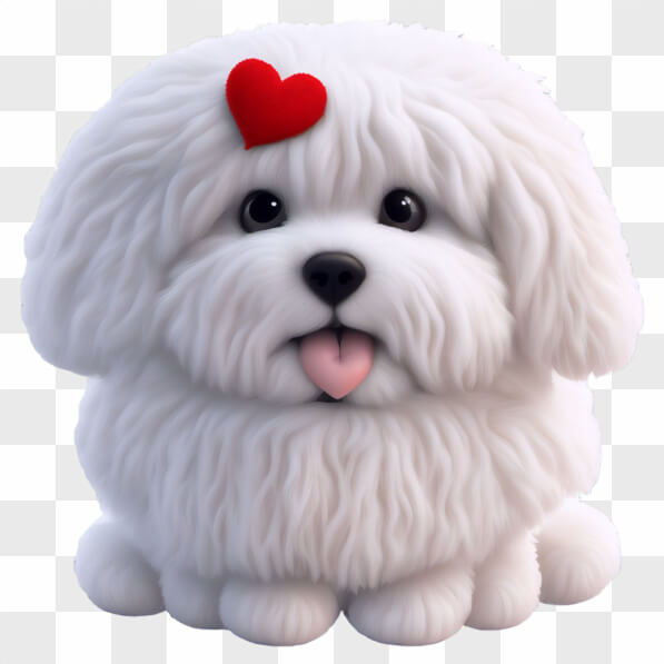 Adorable flauschiger weißer Hund mit einem Herzen Cartoons online ...
