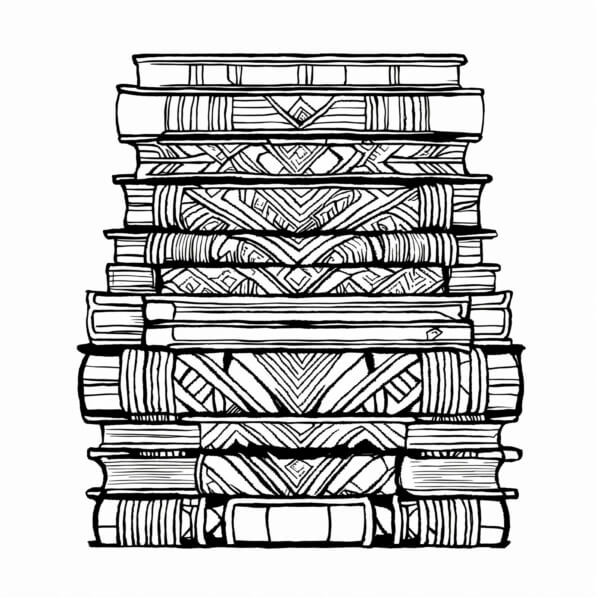 Stack Of Books To Color Download Stack of Artistic Books Coloring pages Online - Creative Fabrica
