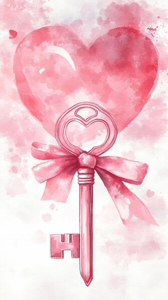 Download Heart-Shaped Key with Ribbon Backgrounds Online - Creative Fabrica