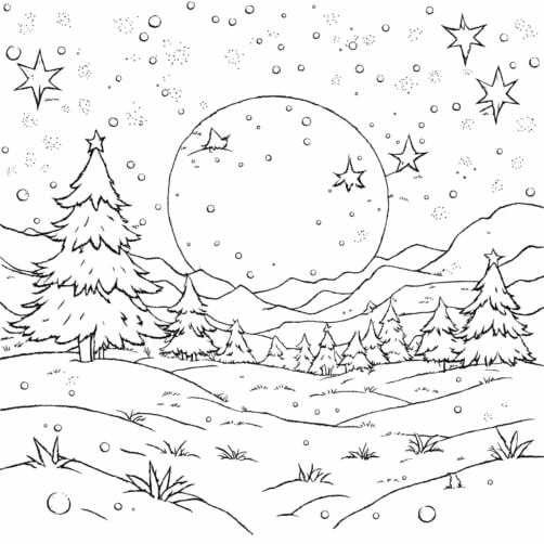 Winter Landscape with Pine Trees and Stars Cartoons Winter Landscape with Pine Trees and Stars Cartoons thumbnail