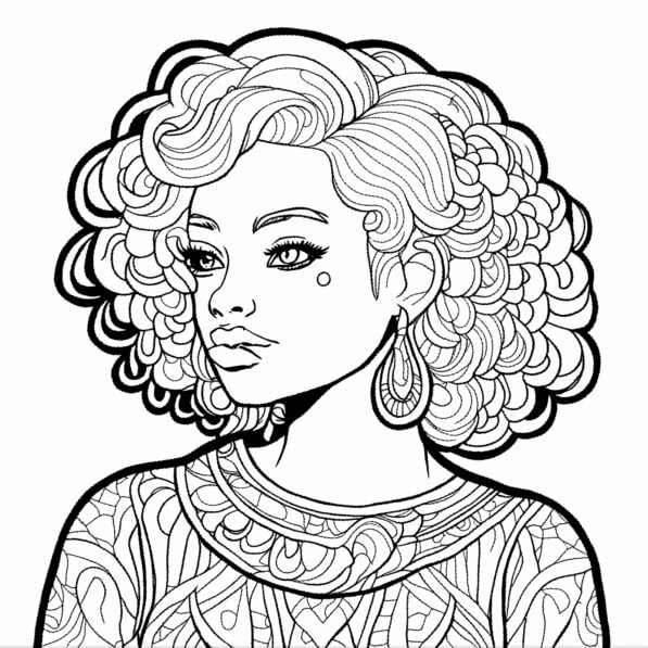 Line Colouring Portrait Download Line Art Portrait of a Woman Coloring pages Online - Creative ...