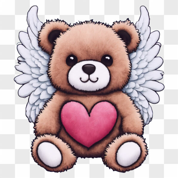 Download Cute Teddy Bear with Angel Wings and Heart Cartoons Online ...