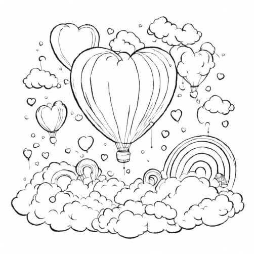 Heart-shaped hot air balloons in a dreamy cloudscape Patterns Heart-shaped hot air balloons in a dreamy cloudscape Patterns thumbnail