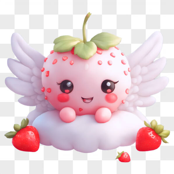 Download Kawaii Strawberry Angel Sitting on Cloud Kawaii