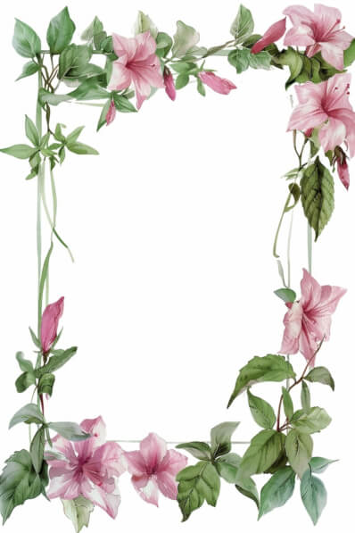 Download Floral Frame with Pink Flowers and Green Leaves Backgrounds ...