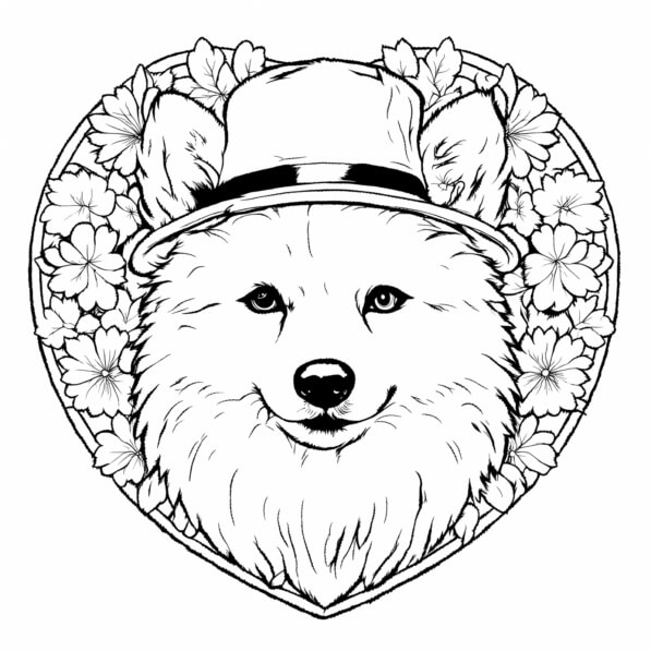 Download Stylized Fox Illustration with Hat and Flowers Coloring pages ...
