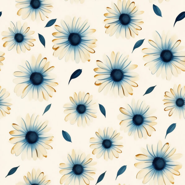 Download Stylized Floral Pattern in Blue and Cream Patterns Online ...