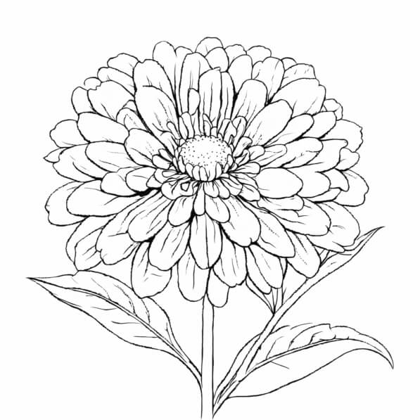 Download Zinnia Flower Line Drawing Coloring pages Online - Creative ...