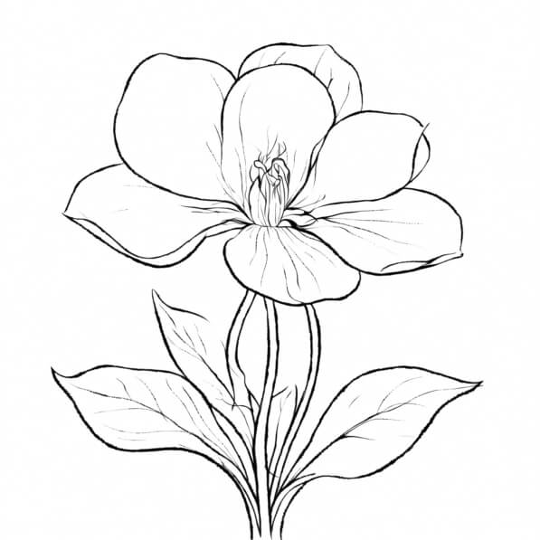 Download Line Drawing of a Flower Coloring pages Online - Creative Fabrica