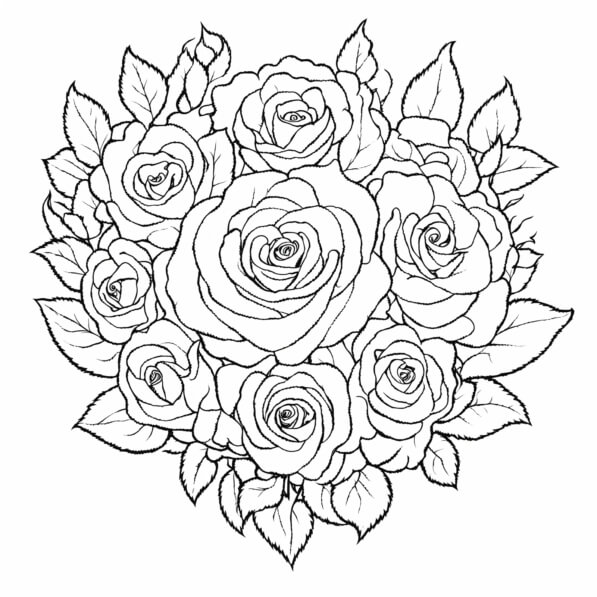 Download Intricate Line Drawing of Roses Coloring pages Online ...