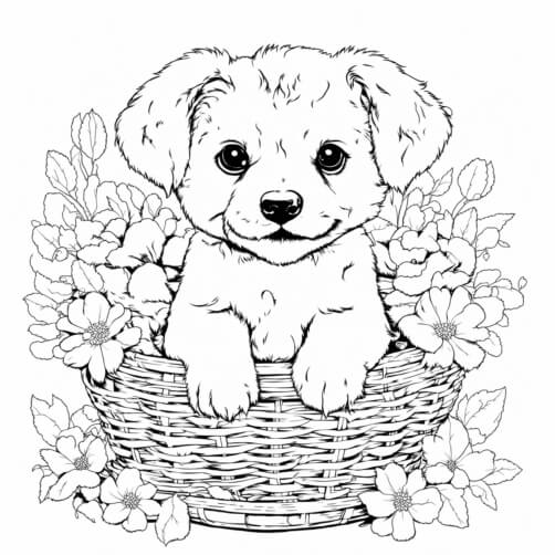 Puppy in a Flower Basket Cartoons Puppy in a Flower Basket Cartoons thumbnail