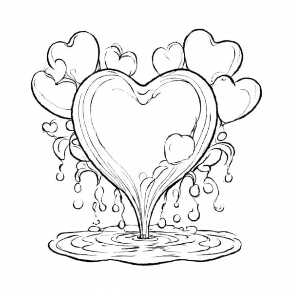 Download Whimsical Heart Fountain Illustration Coloring pages Online ...