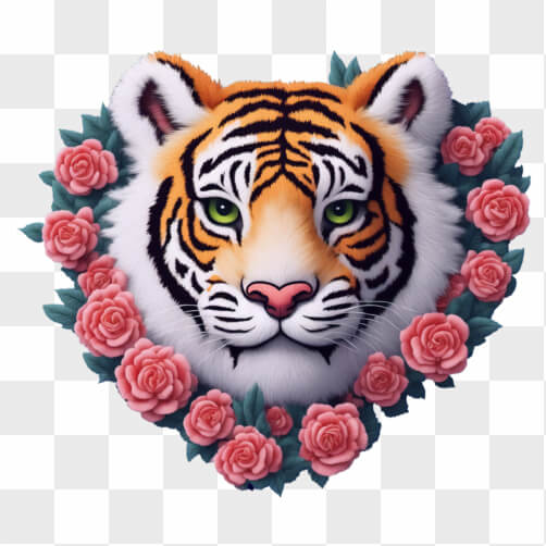 Tiger Head Surrounded by Roses Cartoons Tiger Head Surrounded by Roses Cartoons thumbnail