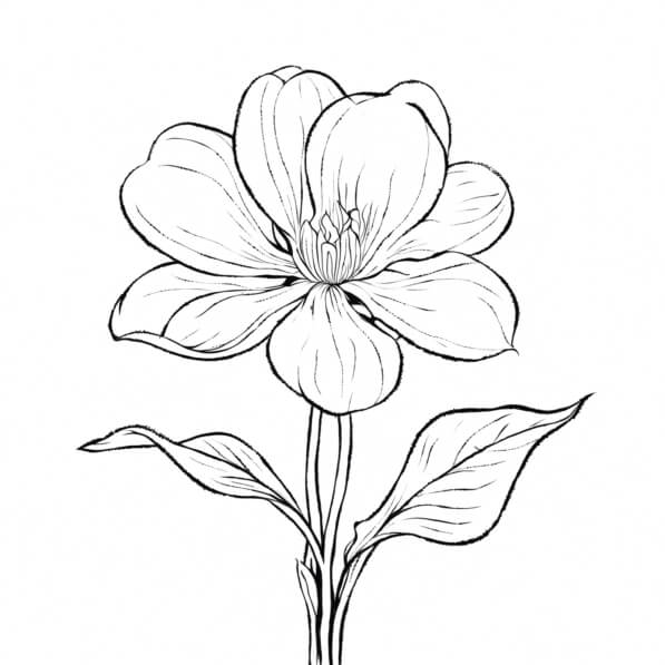 Download Line Drawing of a Flower Coloring pages Online - Creative Fabrica