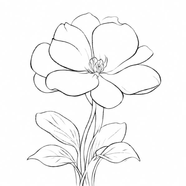 Flower Form A Line Download Line Drawing of a Flower Coloring pages Online - Creative Fabrica
