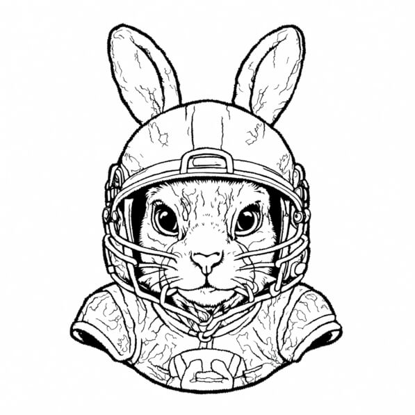 Download Rabbit Football Player Coloring pages Online - Creative Fabrica