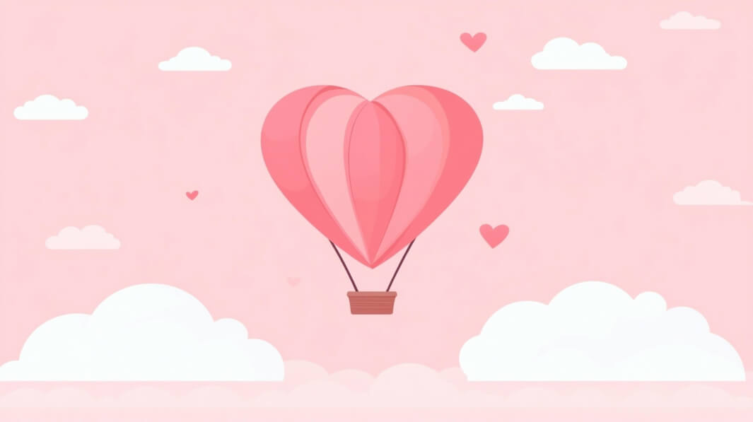 Download Heart-Shaped Hot Air Balloon in a Pink Sky Backgrounds Online ...