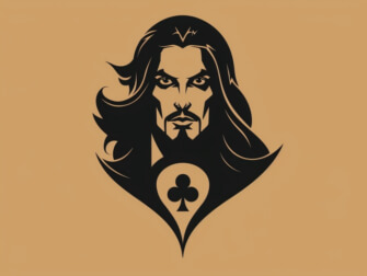 Stilisierte Silhouette eines Mannes mit Spielkartensymbol Hintergründe thumbnail