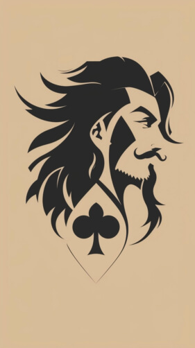 Stylized Silhouette of a Man with Spade Symbol Sketches thumbnail