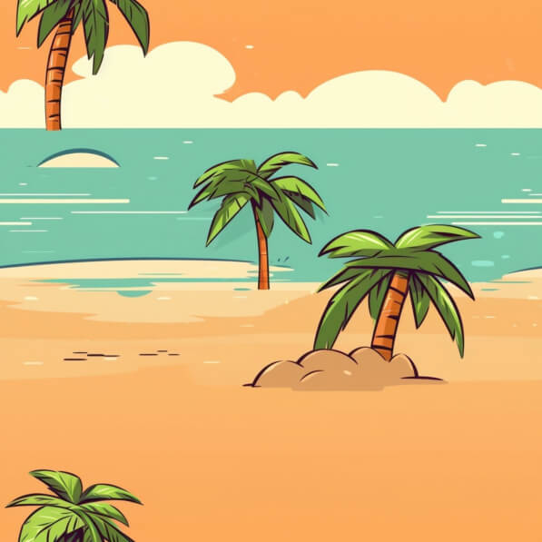 Download Tropical Beach Scene with Palm Trees and Ocean Patterns Online ...
