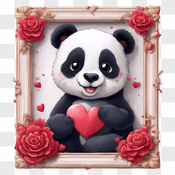 Download Cute Panda with Heart in Decorative Frame Cartoons Online ...