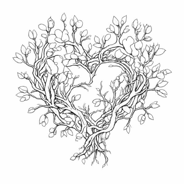 Download Heart-shaped Tree Illustration Coloring pages Online ...