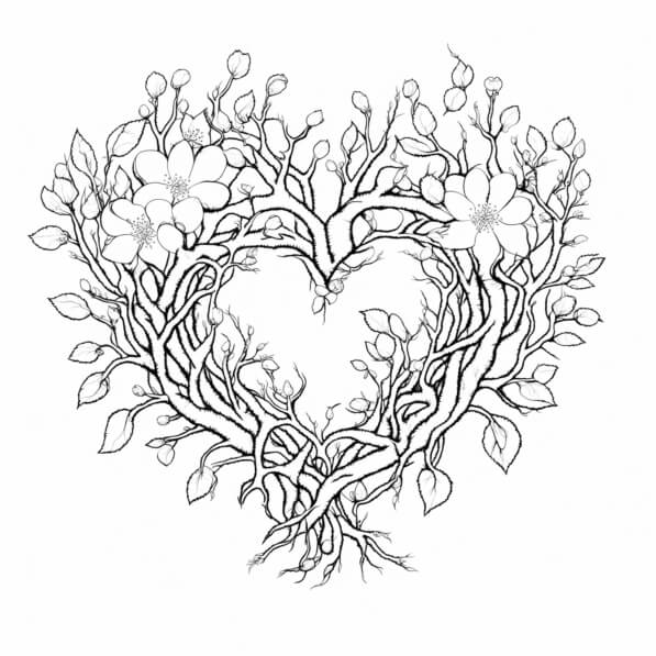 Download Heart-Shaped Tree Illustration Coloring pages Online ...