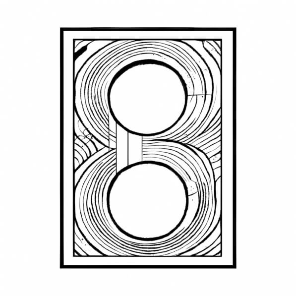 Download Stylized Number Eight in Black and White Coloring pages Online ...