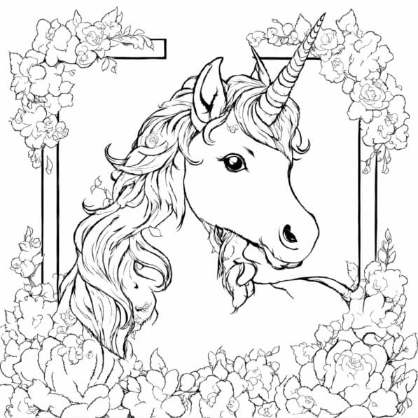 Download Illustration of a Unicorn Surrounded by Flowers Coloring pages ...