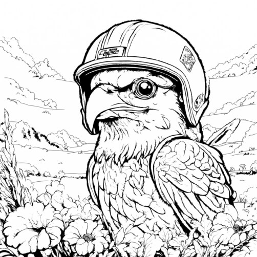Bird in Helmet Surrounded by Flowers Patterns Bird in Helmet Surrounded by Flowers Patterns thumbnail