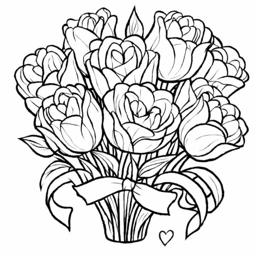 Download Coloring Pages: Bouquet of Flowers Coloring pages Online