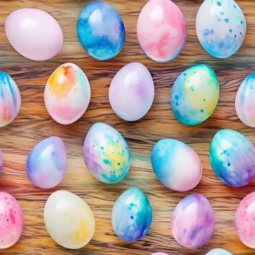 Colorful Decorative Eggs on Wooden Surface Colorful Decorative Eggs on Wooden Surface thumbnail