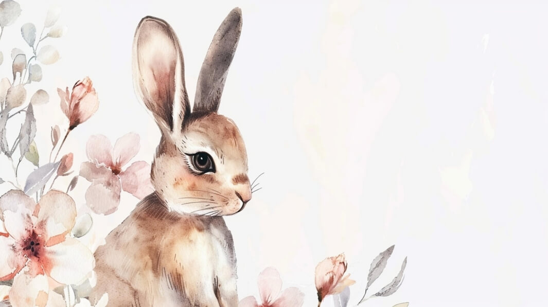 Download Whimsical Rabbit with Flowers Backgrounds Online - Creative ...